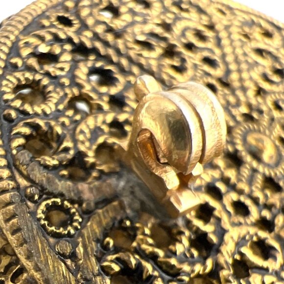 Vintage Red Brooch Pin Faceted Rhinestones & Faux Pearls Filigree Gold Tone READ - Picture 7 of 9